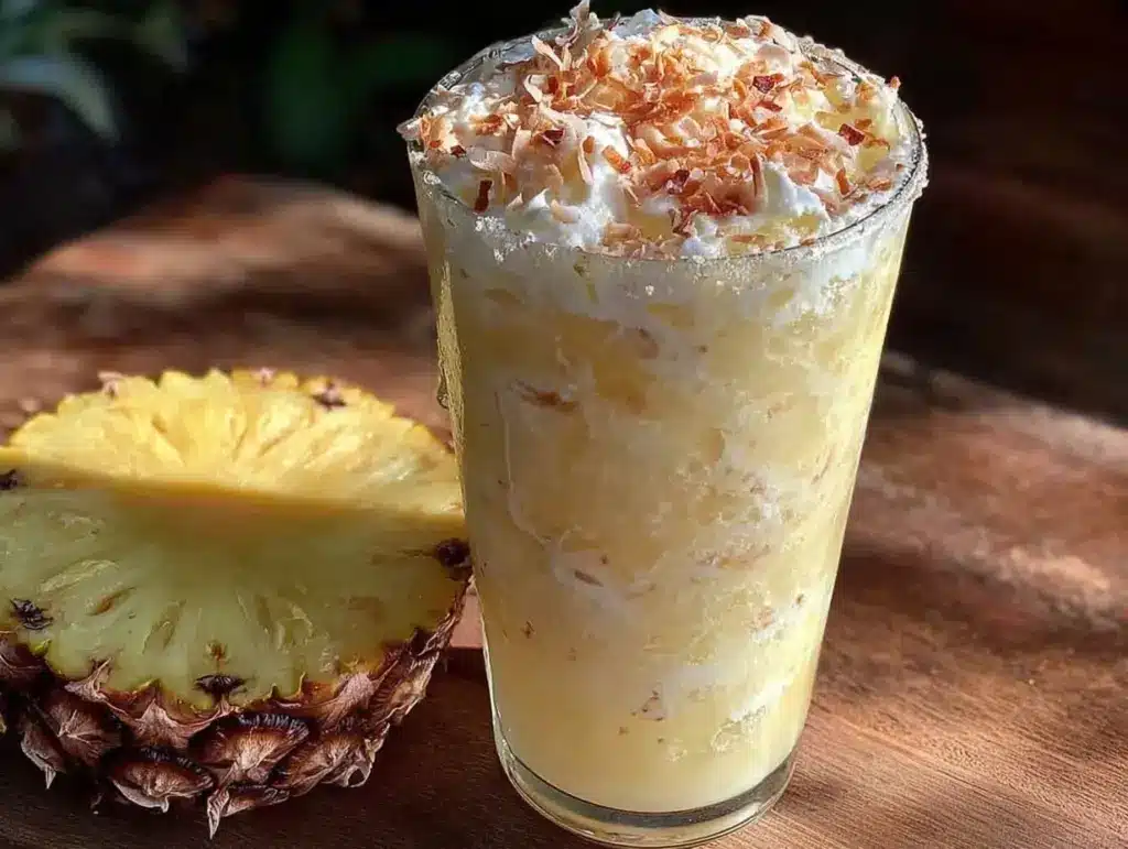 creamy pineapple coconut refresher - featured image