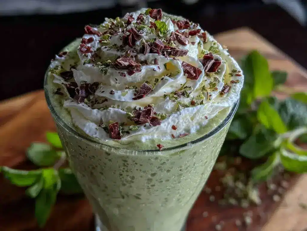 creamy shamrock mint cream milkshake - featured image