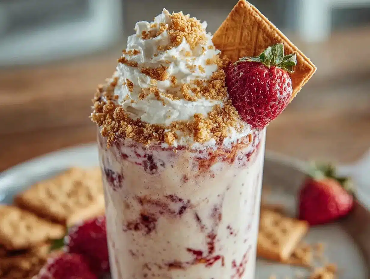 creamy strawberry cheesecake milkshake preparation steps