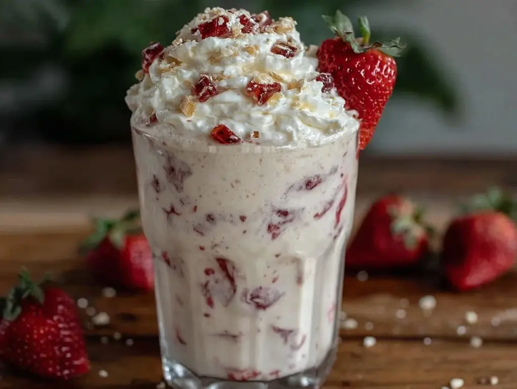 creamy strawberry cream cheese milkshake - featured image