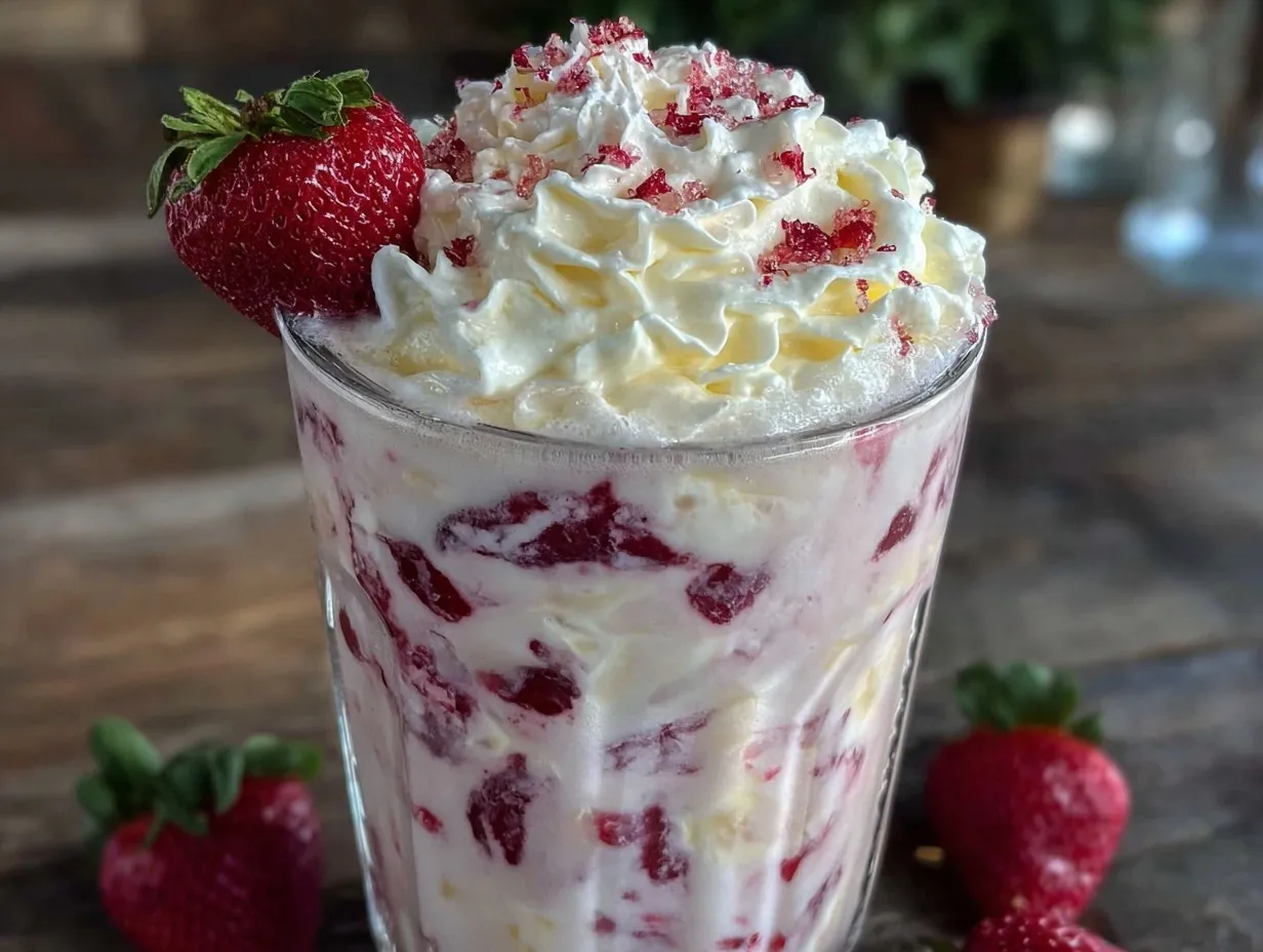 creamy strawberry cream cheese milkshake preparation steps