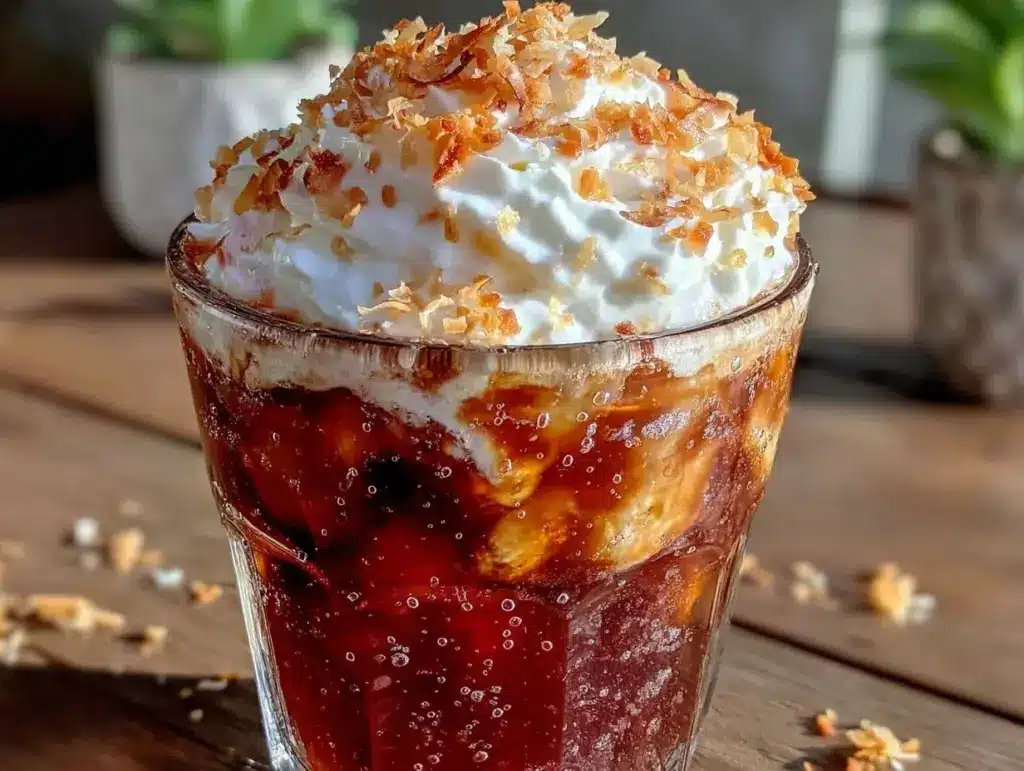 creamy toasted coconut cold brew float - featured image