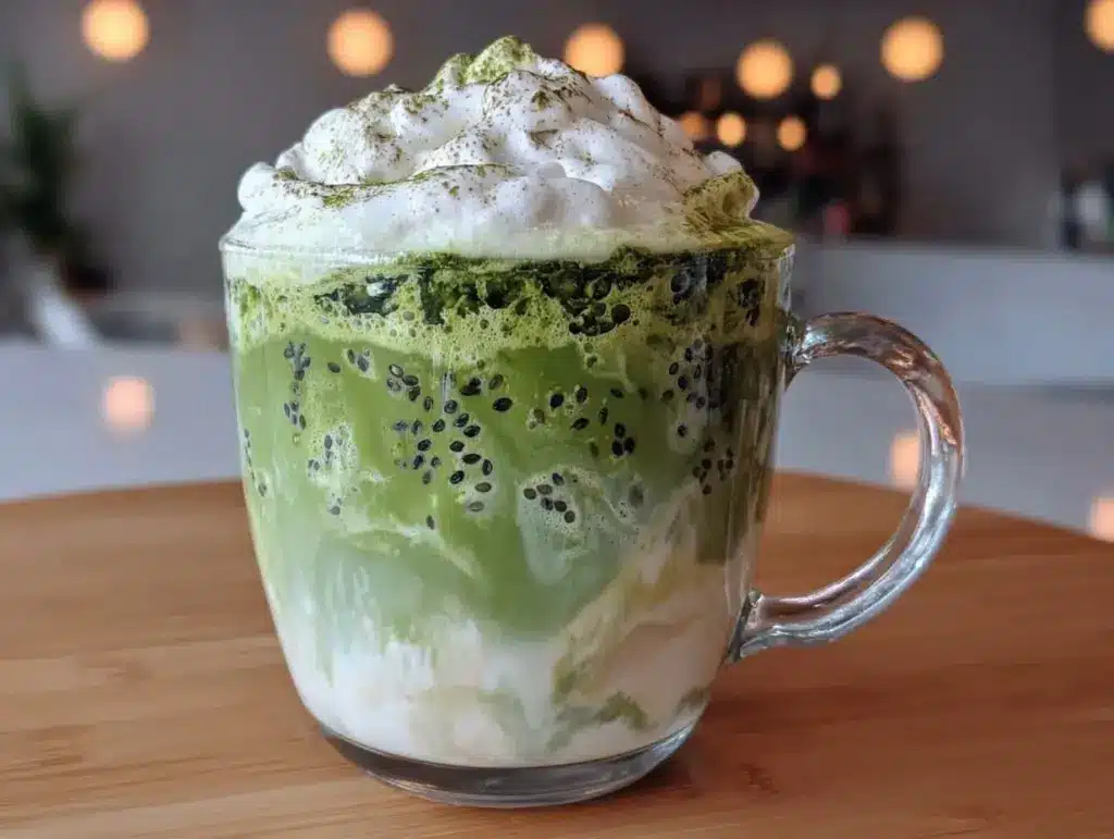 creamy white chocolate matcha latte - featured image