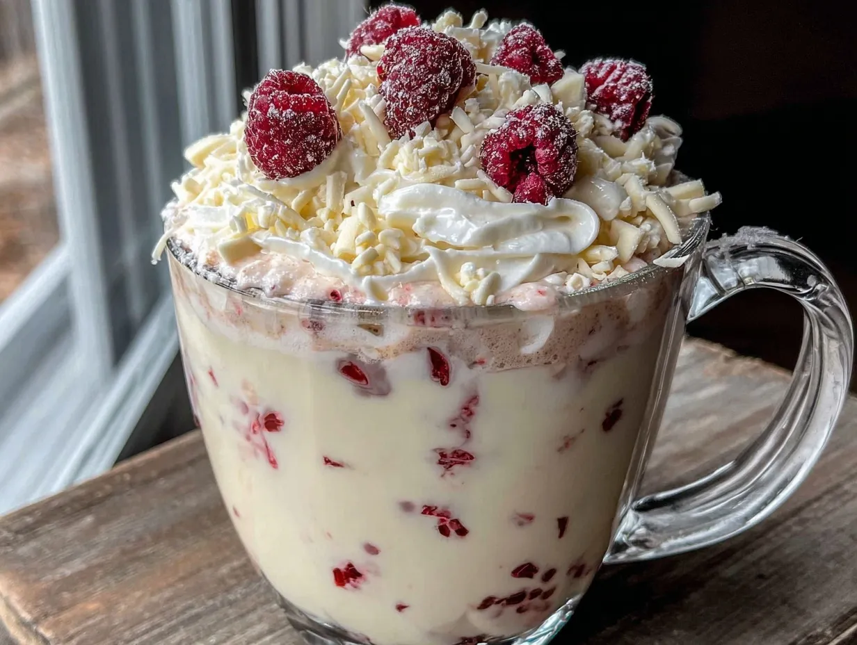 creamy white chocolate raspberry truffle hot cocoa preparation steps