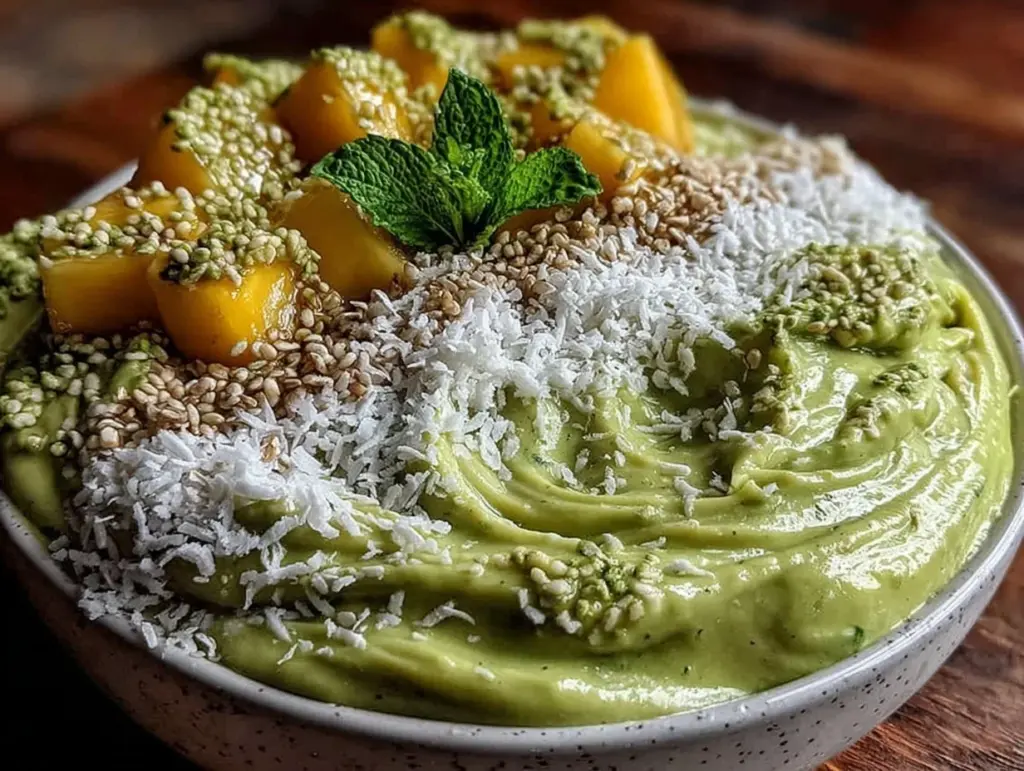 fresh matcha mango smoothie bowl - featured image