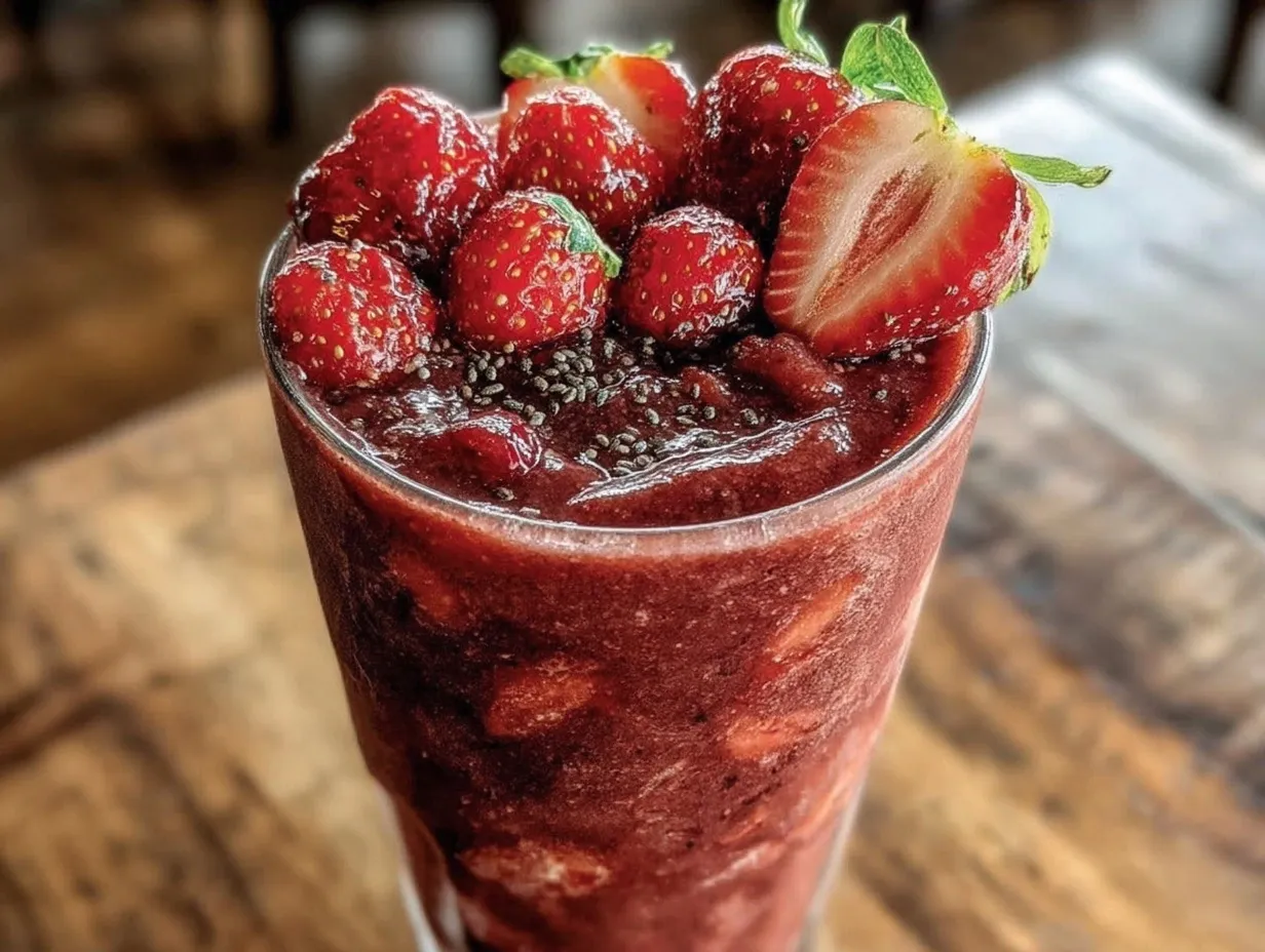 fresh strawberry beet glow smoothie preparation steps
