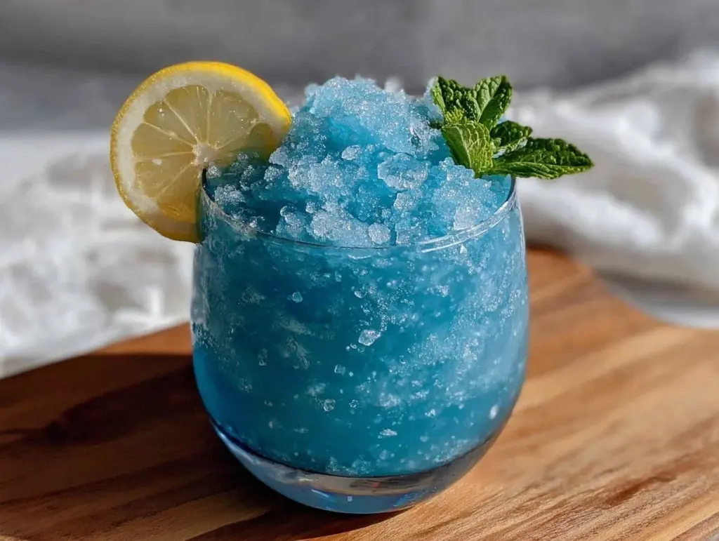 frozen blue raspberry vodka lemonade slush - featured image