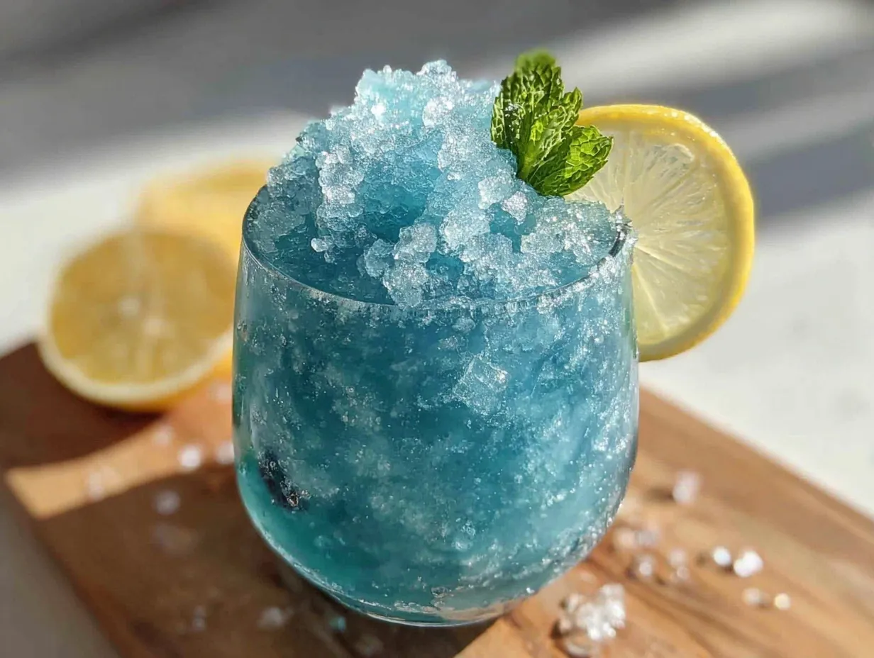 frozen blue raspberry vodka lemonade slush preparation steps
