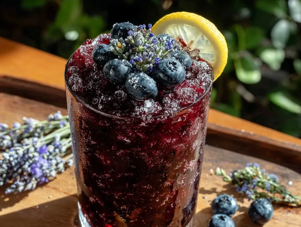 Frozen Blueberry Lavender Lemonade Slushie preparation steps