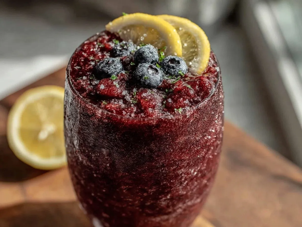 frozen blueberry vodka lemonade slushie preparation steps