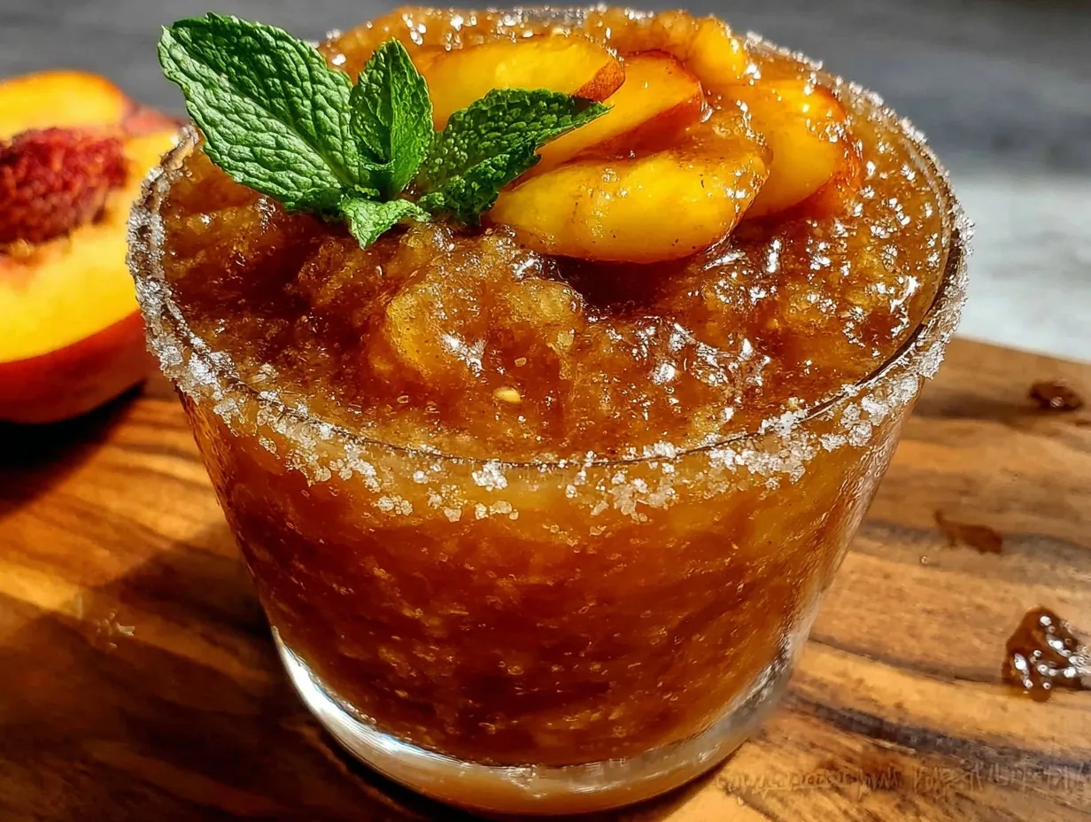 frozen bourbon peach sweet tea slushie preparation steps