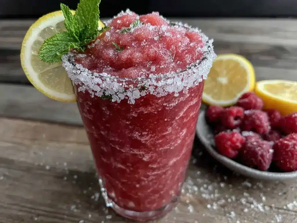 frozen raspberry lemonade slushie - featured image