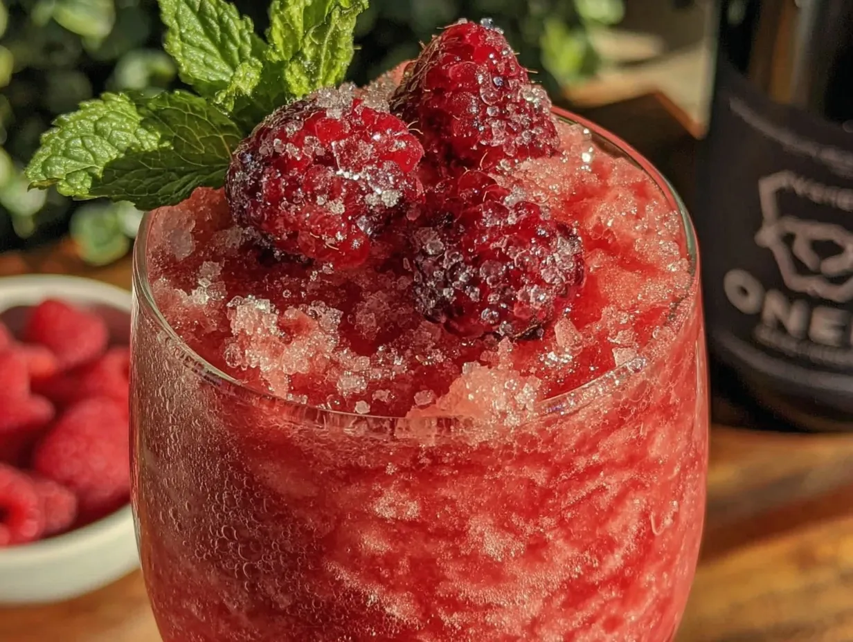 frozen raspberry rosé frosé preparation steps