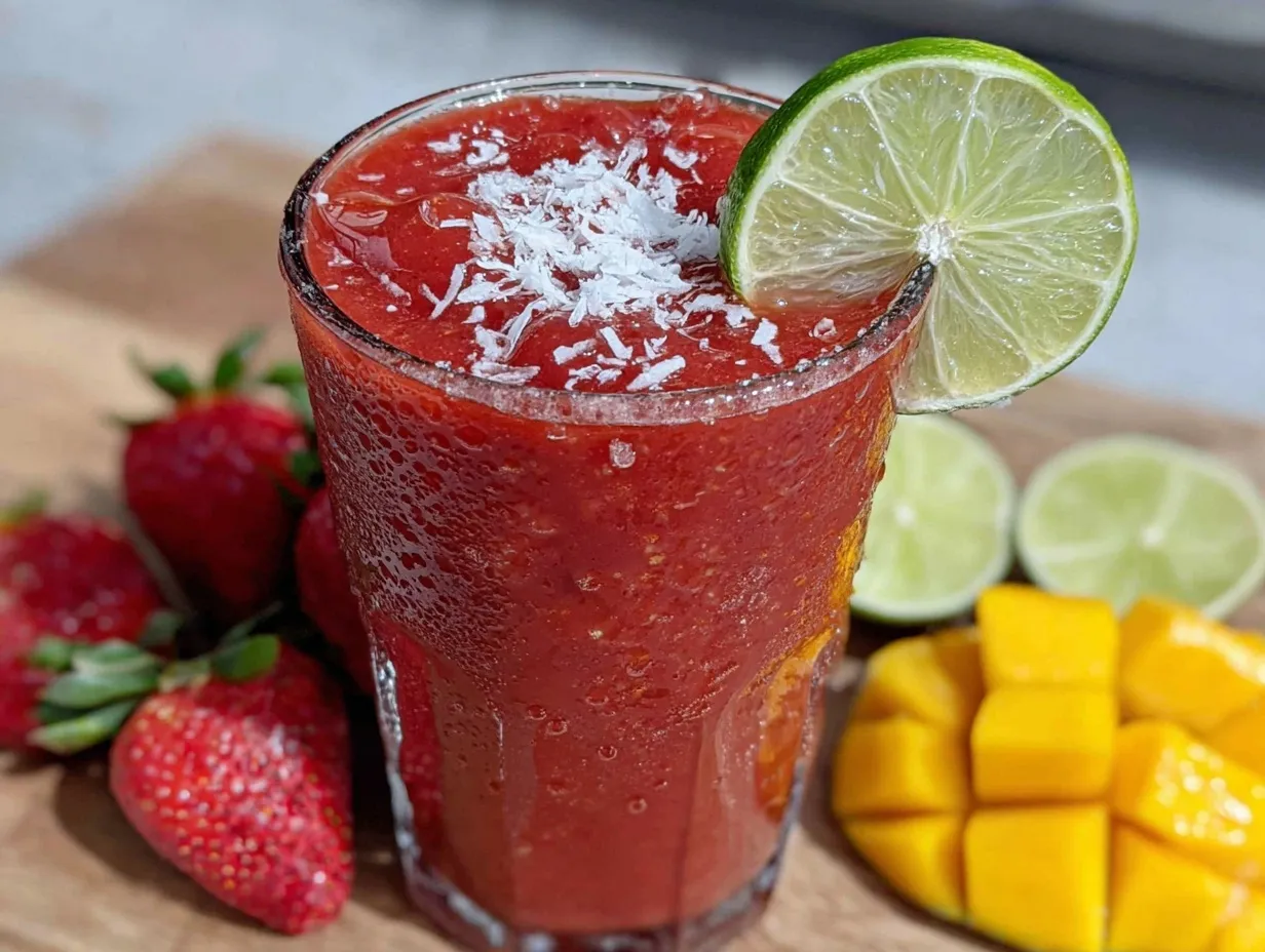 frozen strawberry mango smoothie preparation steps