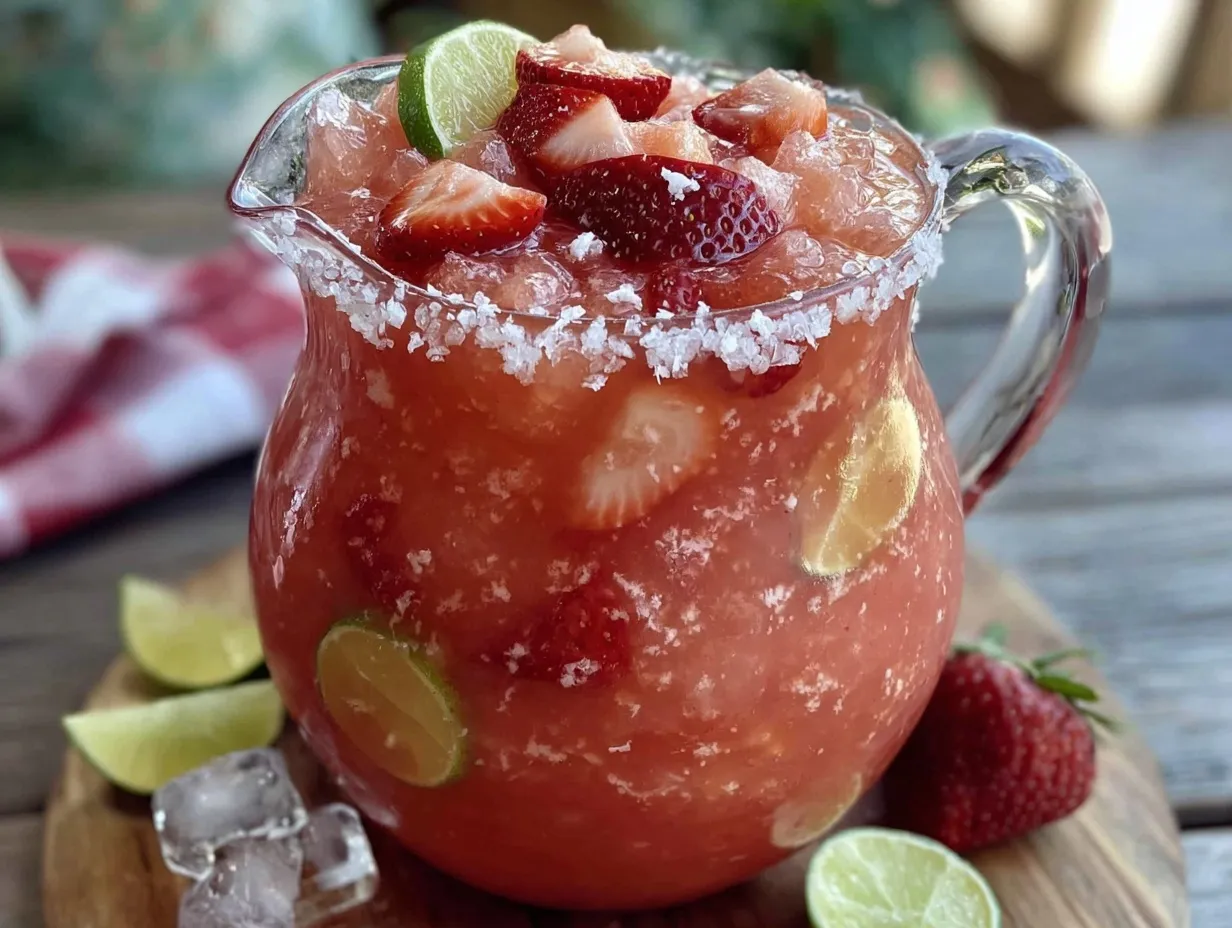 frozen strawberry margarita pitcher preparation steps