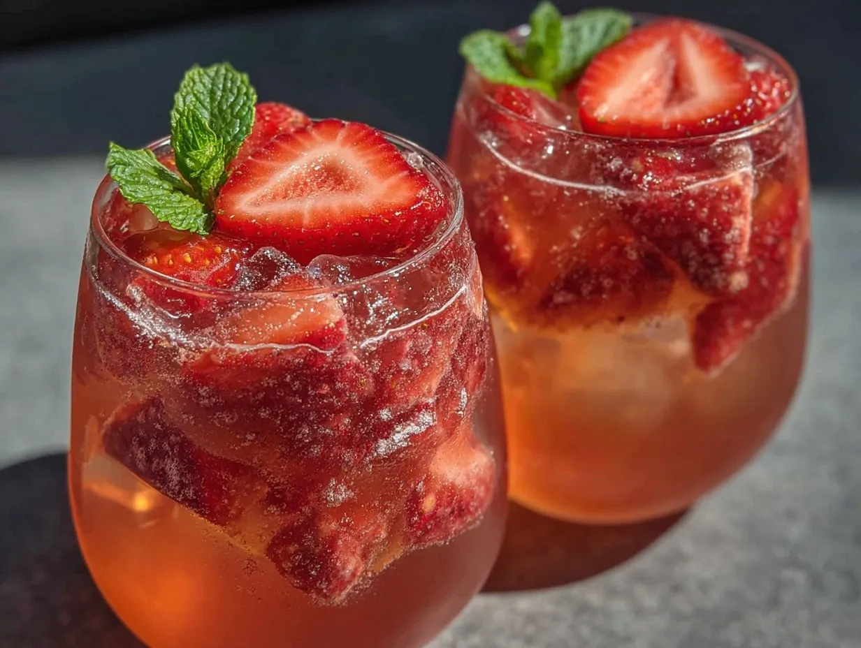 Frozen Strawberry Rosé Popsicle Cocktail preparation steps