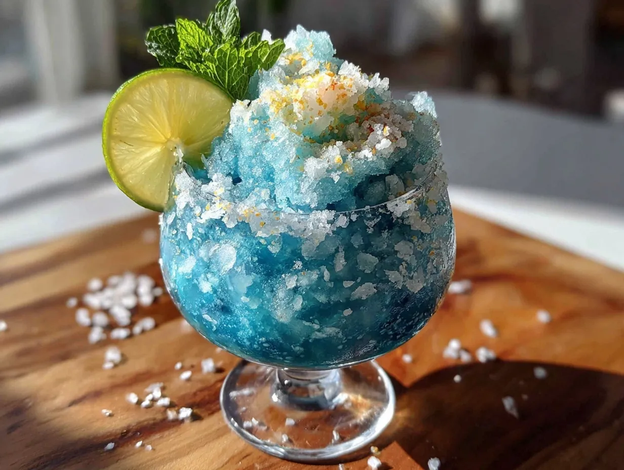 frozen tropical blue lagoon cocktail preparation steps