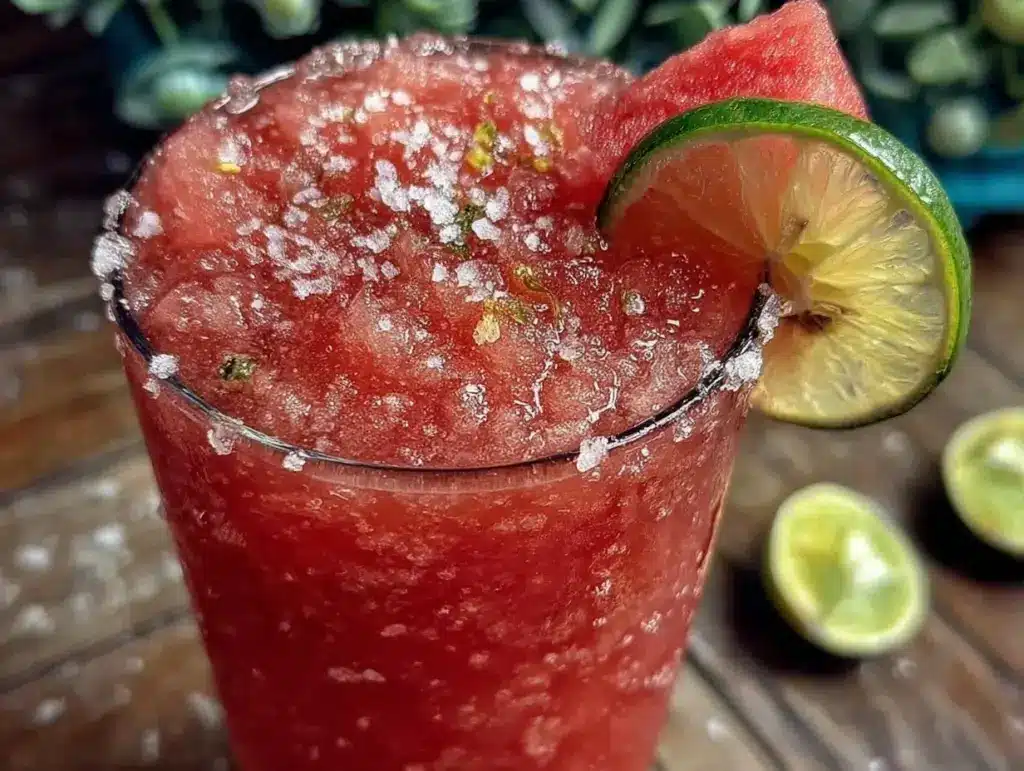 frozen watermelon lime margarita slushie - featured image