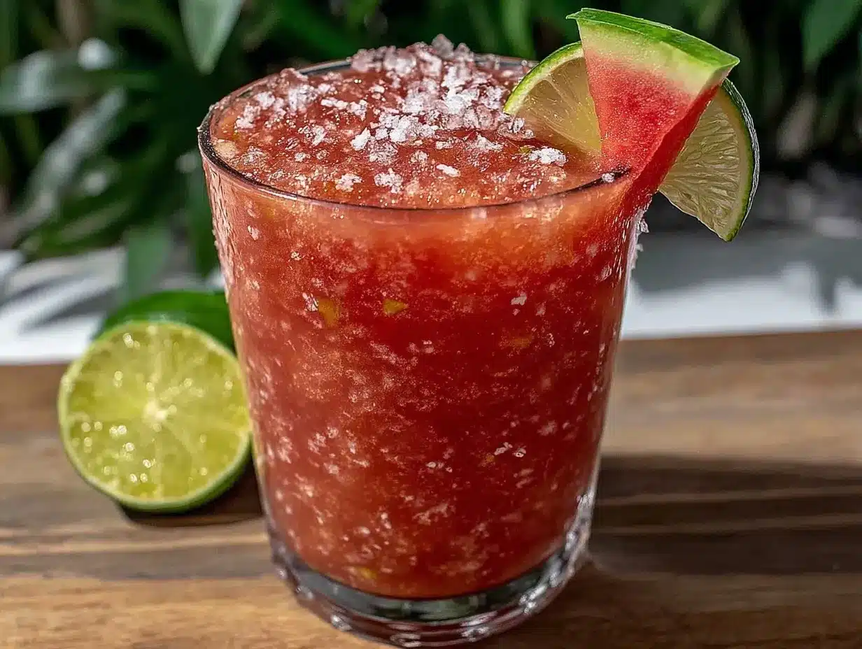 frozen watermelon lime margarita slushie preparation steps