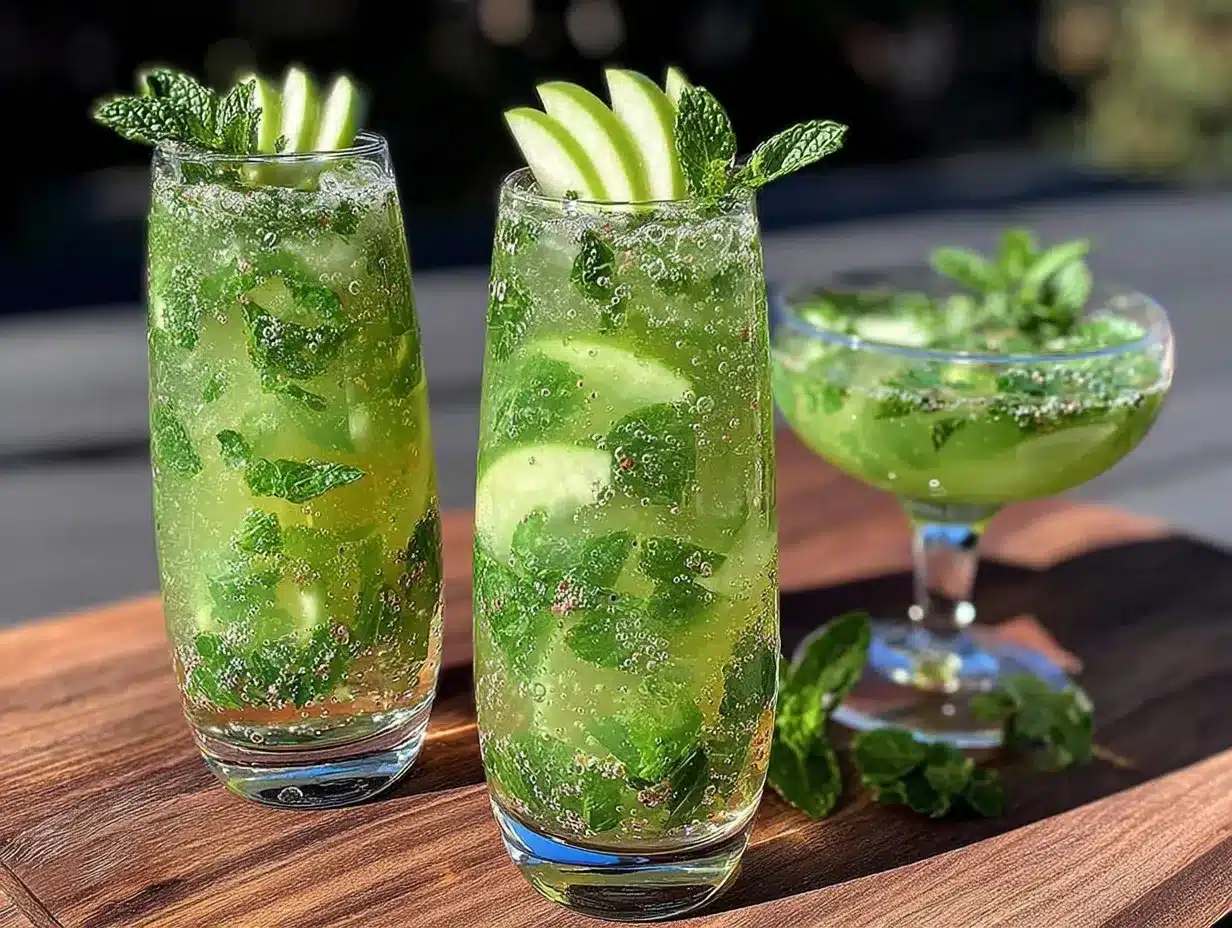 green apple sparkling mocktail preparation steps