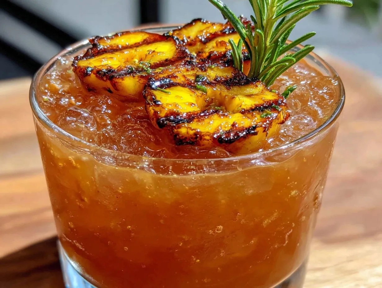grilled peach bourbon smash cocktail preparation steps
