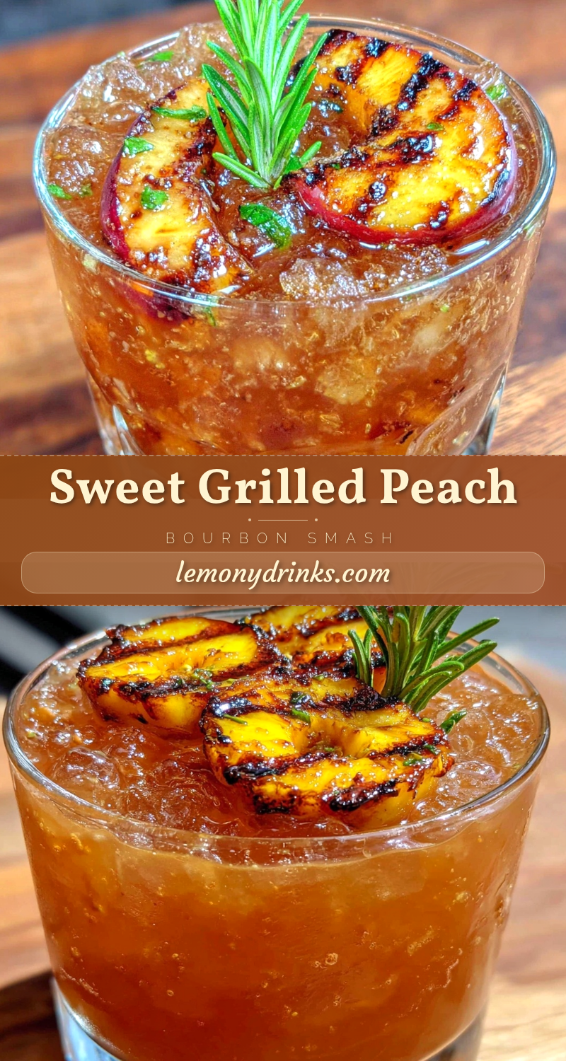 grilled peach bourbon smash cocktail recipe