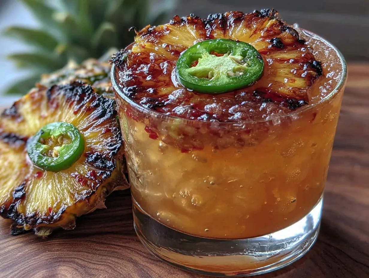 grilled pineapple jalapeño whiskey sour preparation steps