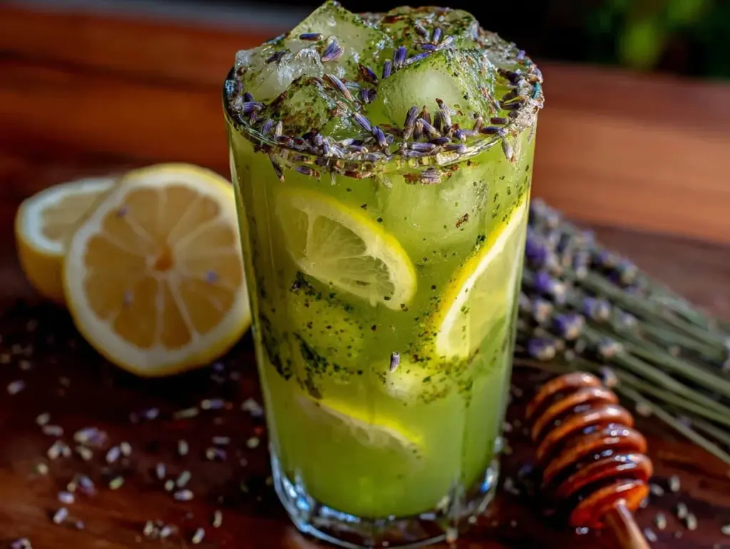 honey lavender matcha lemonade - featured image