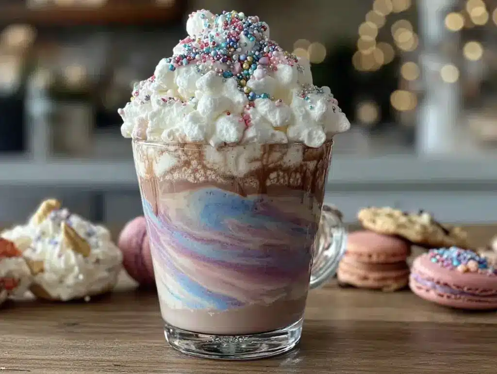 magical creamy unicorn hot chocolate - featured image