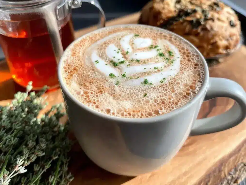 one-cup French press lavender latte - featured image