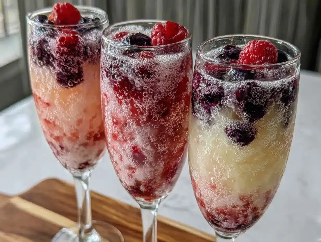 pastel layered berry mimosa flight preparation steps