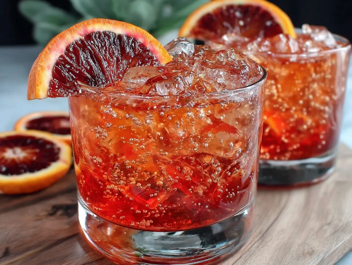 refreshing nonalcoholic Aperol spritz with blood orange preparation steps