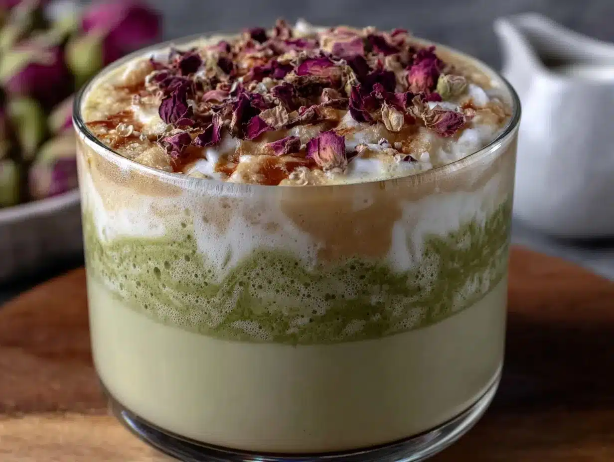 rose matcha oat milk latte preparation steps