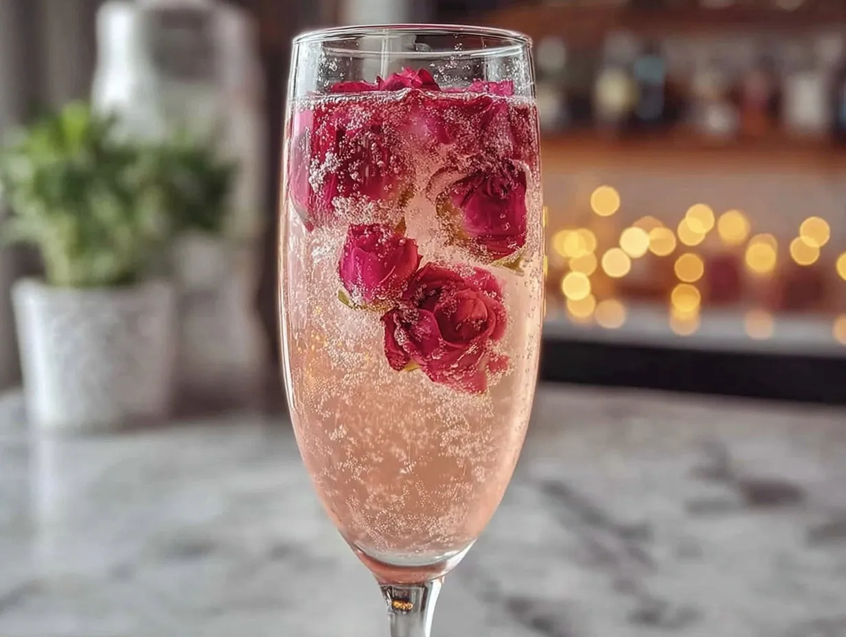 Rose Petal Champagne Cocktail preparation steps