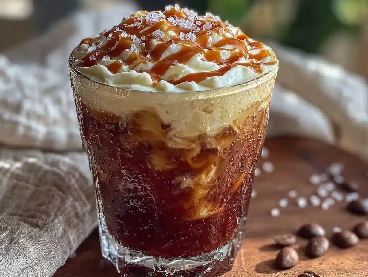 salted caramel cold foam iced coffee preparation steps