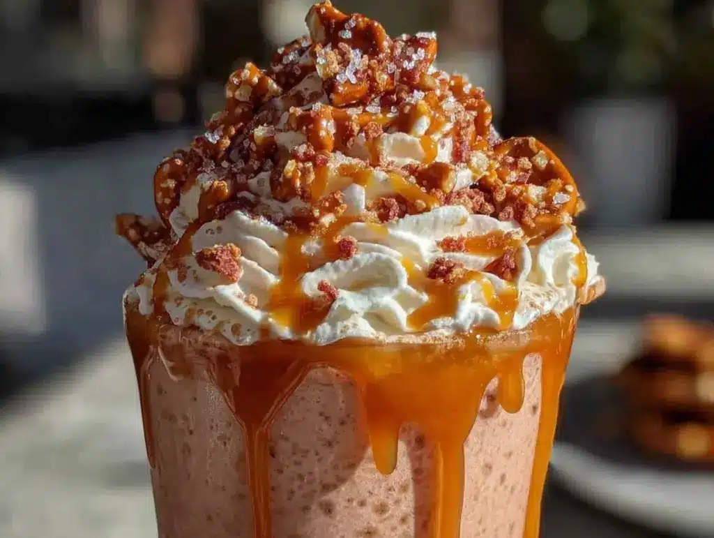 salted caramel pretzel milkshake - featured image