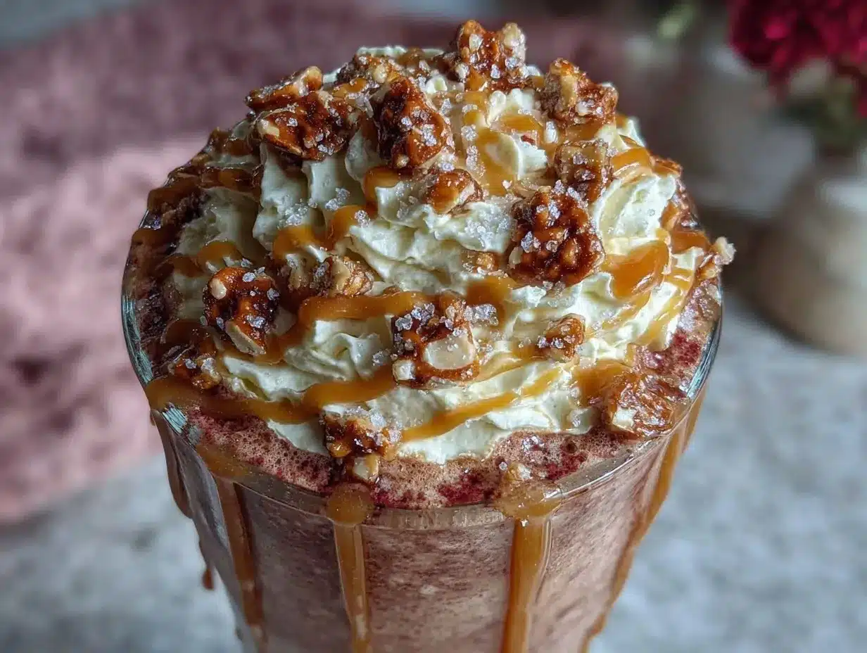 salted caramel pretzel milkshake preparation steps