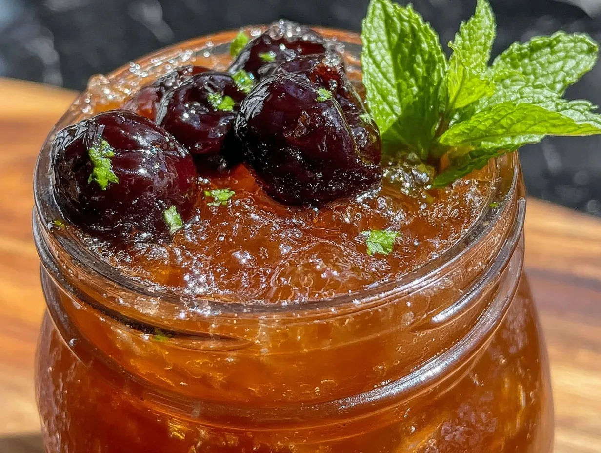 smoked cherry cola bourbon cocktail preparation steps