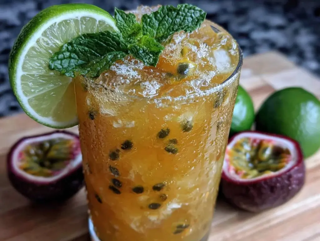 sparkling passion fruit mocktail - featured image