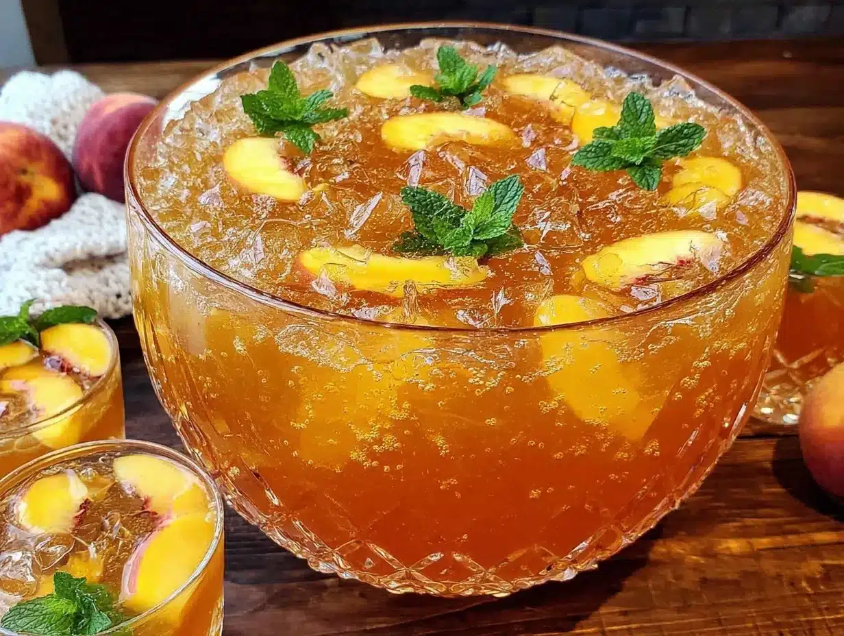 sparkling peach nectar punch bowl preparation steps
