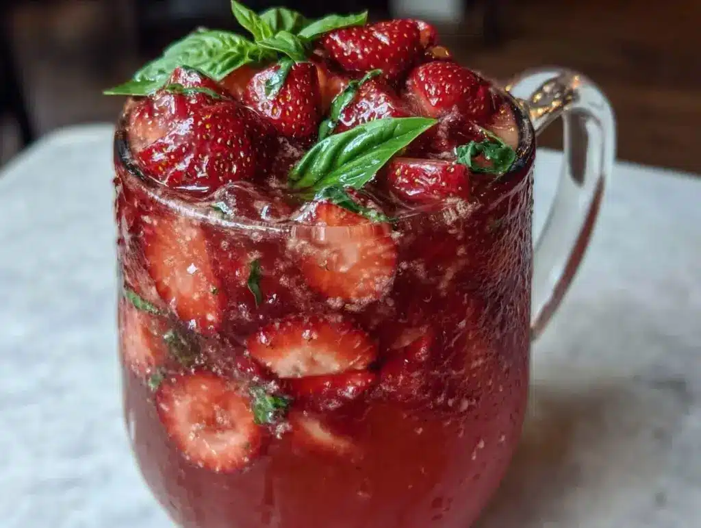 strawberry basil lemonade pitcher recipe - featured image