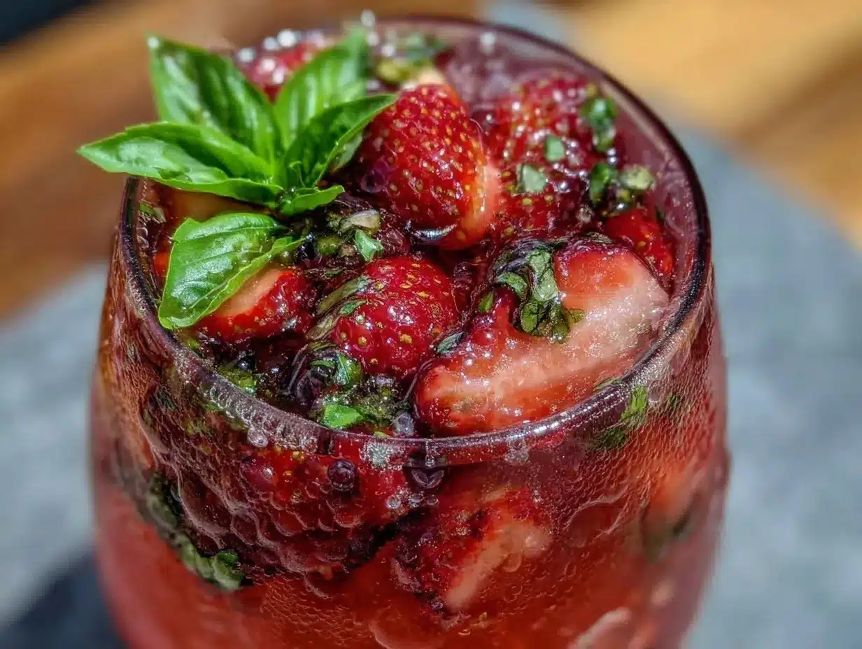 strawberry basil lemonade pitcher recipe preparation steps