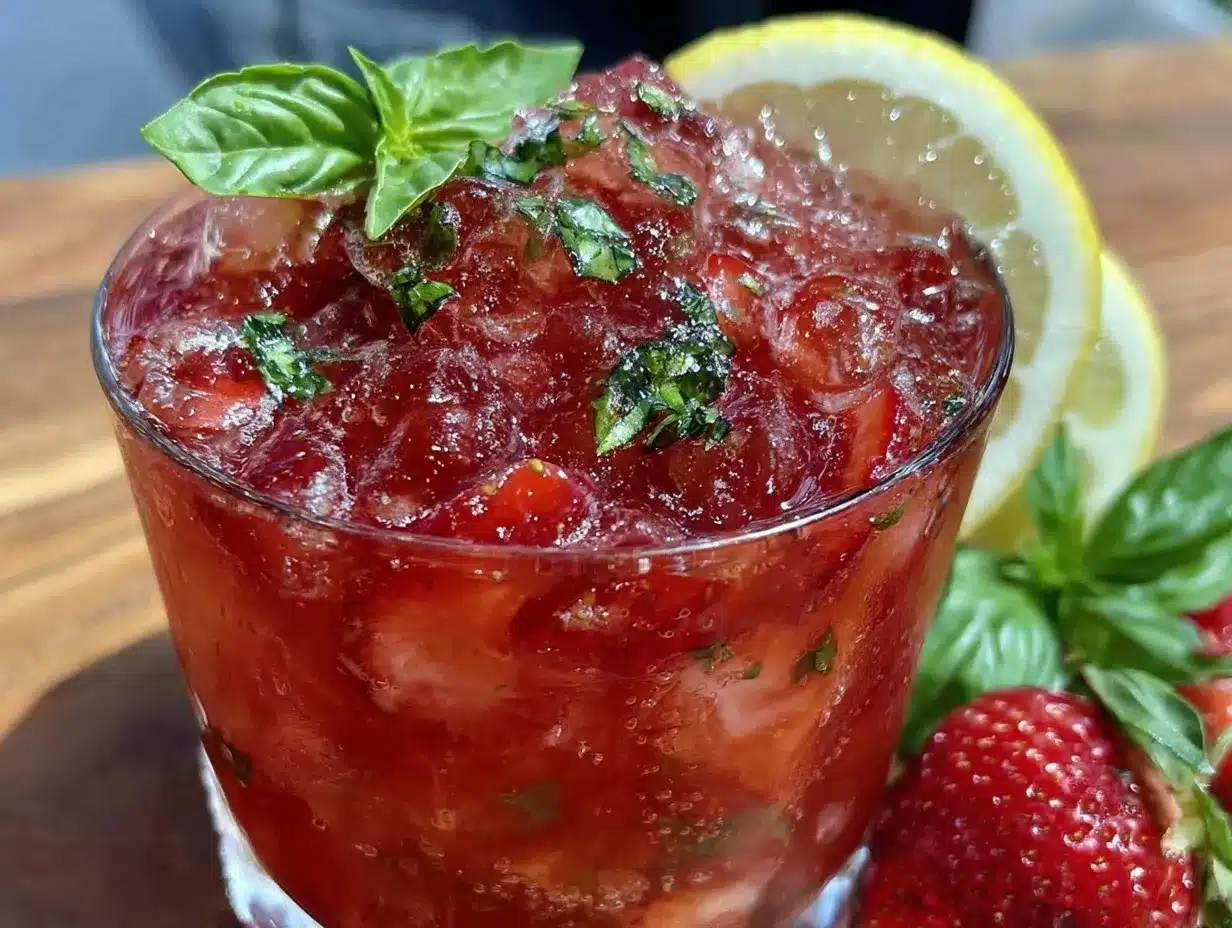 strawberry basil smash gin cocktail preparation steps