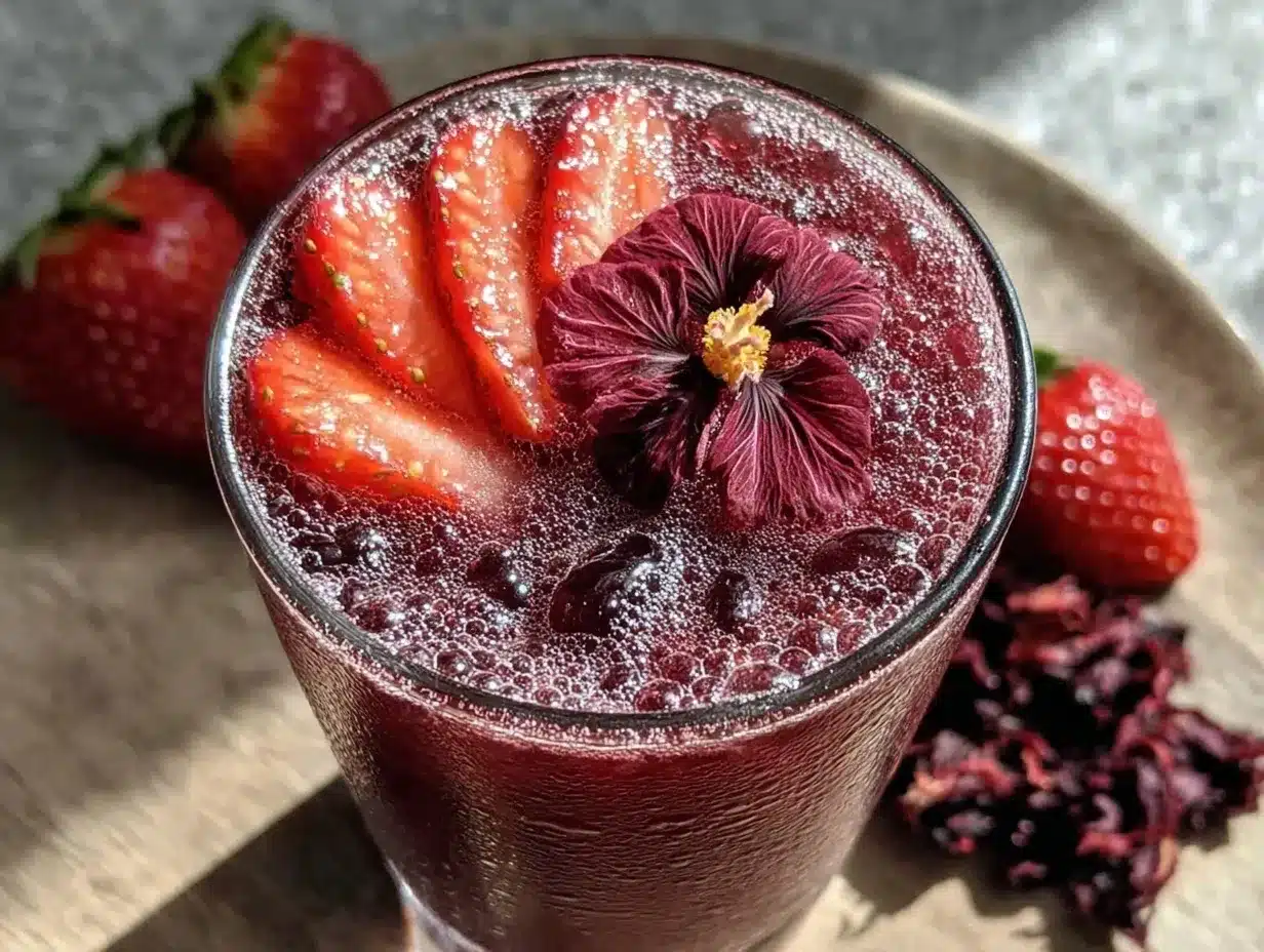 Strawberry Hibiscus Agua de Jamaica preparation steps