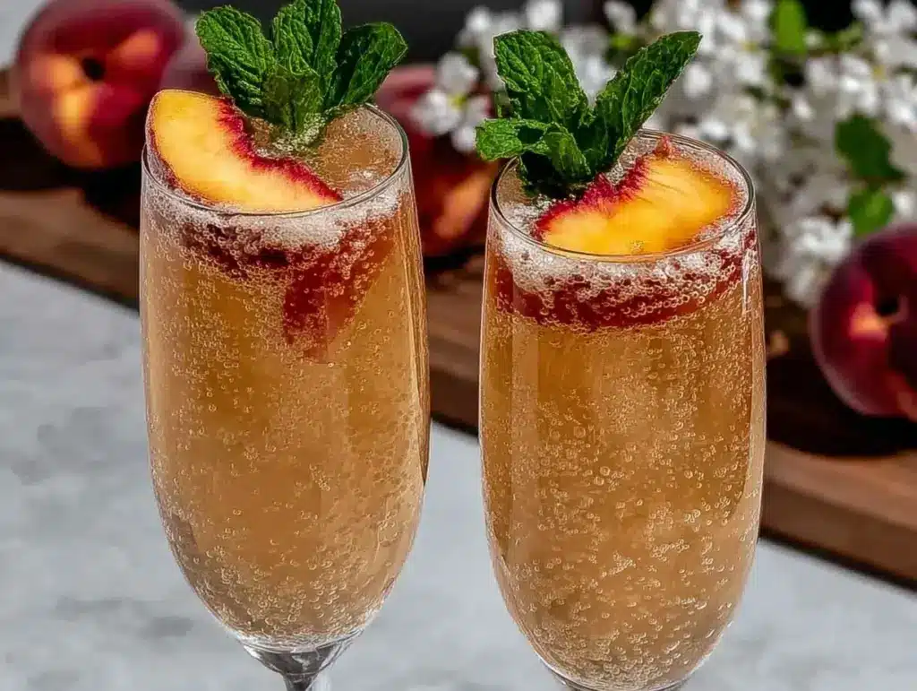Bellini Prosecco peach cocktail - featured image