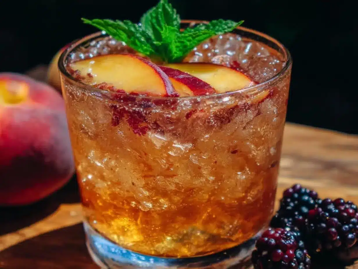 bourbon peach smash cocktail preparation steps