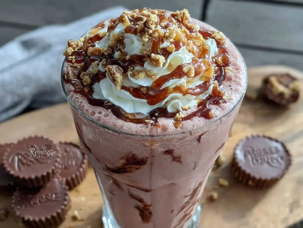 creamy chocolate peanut butter milkshake - featured image