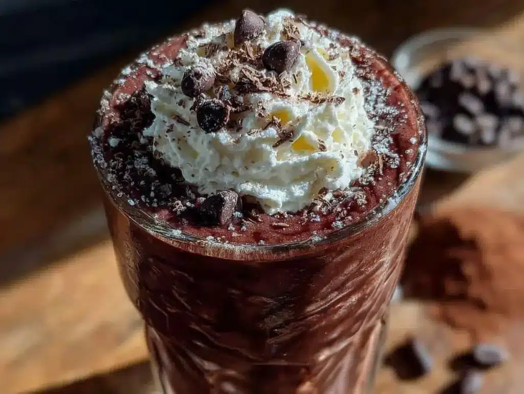 creamy chocolate protein smoothie - featured image