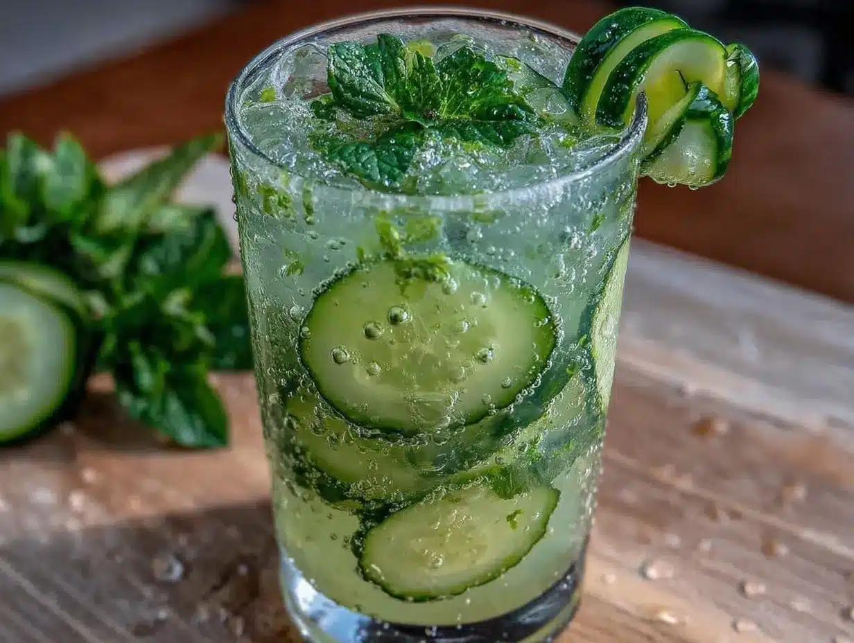 fresh cucumber mint cooler preparation steps
