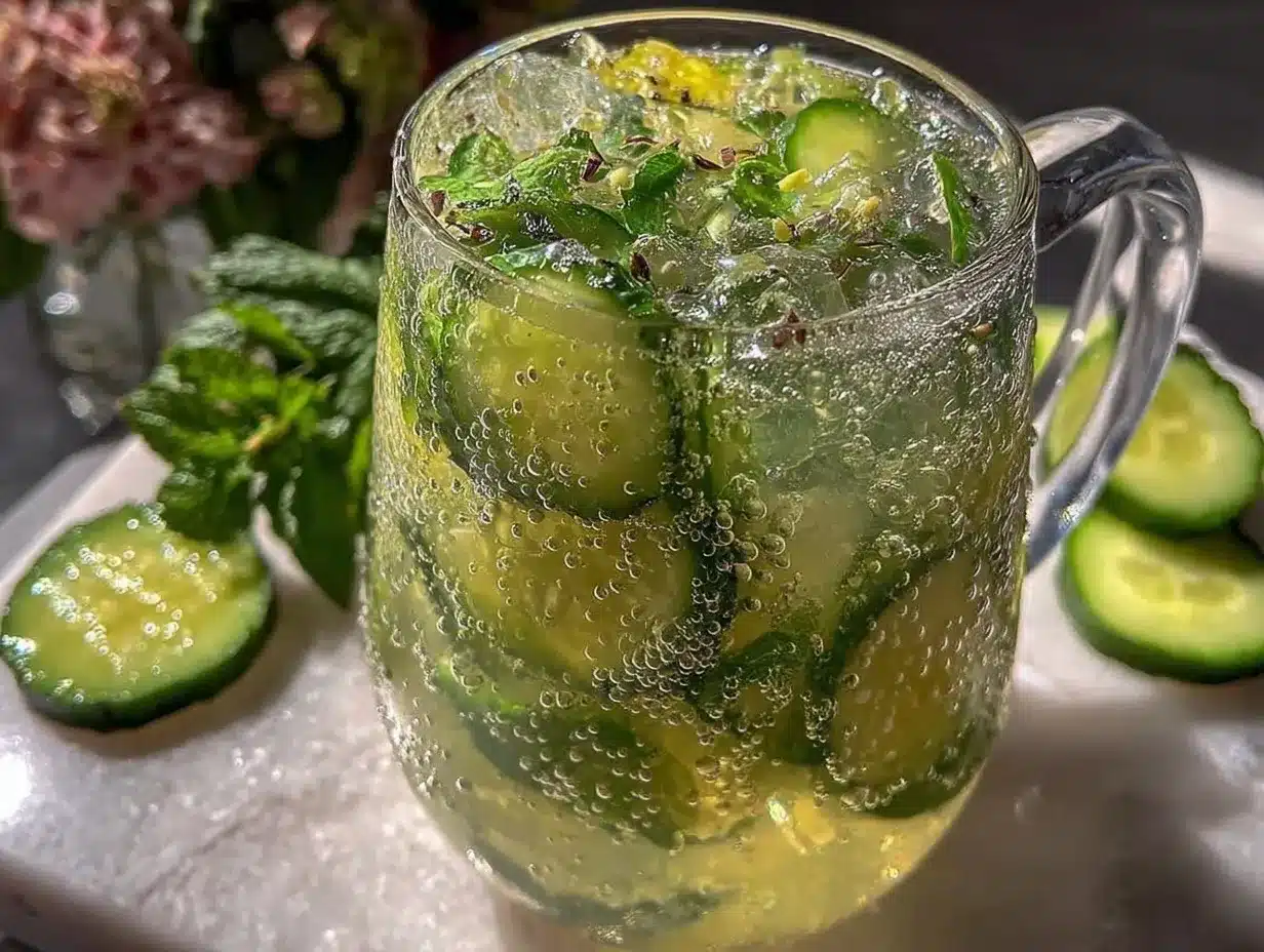 fresh cucumber mint spa water detox preparation steps